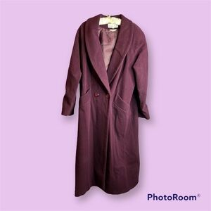 𝅺Vintage Julia Klein Purple Long Duster Wool Coat Winter Jacket Size 14